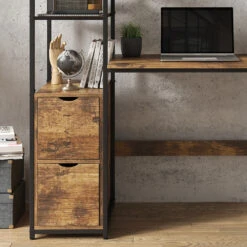 Schreibtisch "Fyrk" Eiche Rustikal/Schwarz 124 X 54 Cm Vicco -Vicco m2887 05 ol