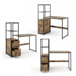 Schreibtisch "Fyrk" Eiche Rustikal/Schwarz 124 X 54 Cm Vicco -Vicco m2887 08 ol