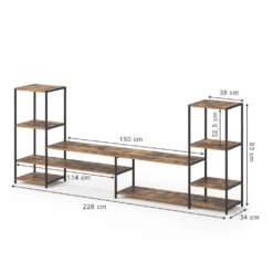 Lowboard "Fyrk" Eiche Rustikal/Schwarz 226 X 93 Cm Vicco 11 Lowboard "Fyrk" Eiche Rustikal/Schwarz 226 X 93 Cm Vicco -Vicco m2889 03 ol