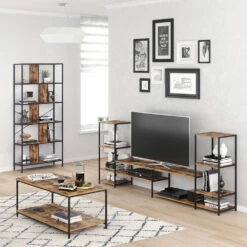 Lowboard "Fyrk" Eiche Rustikal/Schwarz 226 X 93 Cm Vicco 12 Lowboard "Fyrk" Eiche Rustikal/Schwarz 226 X 93 Cm Vicco -Vicco m2889 04 ol