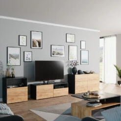 Schrank „Compo“ Klein Anthrazit/Eiche Mit Schublade Vicco -Vicco m2926 04 ol