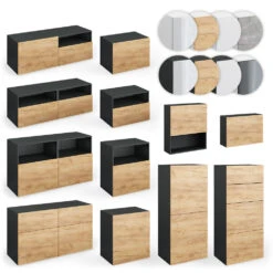 Schrank „Compo“ Klein Anthrazit/Eiche Mit Schublade Vicco -Vicco m2926 08 ol