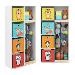 Kinderregal "Marvin" Weiß 72 X 143 Cm Mit 4 Faltboxen Opt.1 Vicco -Vicco m3000 fb2046 47 07 ol