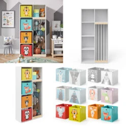 Kinderregal "Marvin" Weiß 72 X 143 Cm Mit 4 Faltboxen Opt.1 Vicco -Vicco m3000 fb2046 47 08 ol