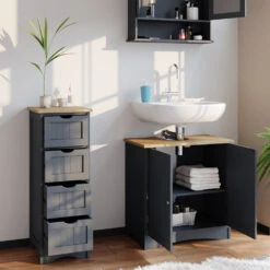 Badmöbel Set "Bianco" Grau 3 Teile Vicco -Vicco m3025 05 ol