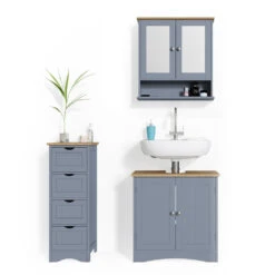 Badmöbel Set "Bianco" Grau 3 Teile Vicco -Vicco m3025 07 ol