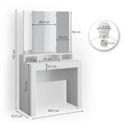 Schminktisch "Nora" Weiß 90 Cm Mit LED Beleuchtung Vicco 11 Schminktisch "Nora" Weiß 90 Cm Mit LED Beleuchtung Vicco -Vicco m3032 l 03 ol