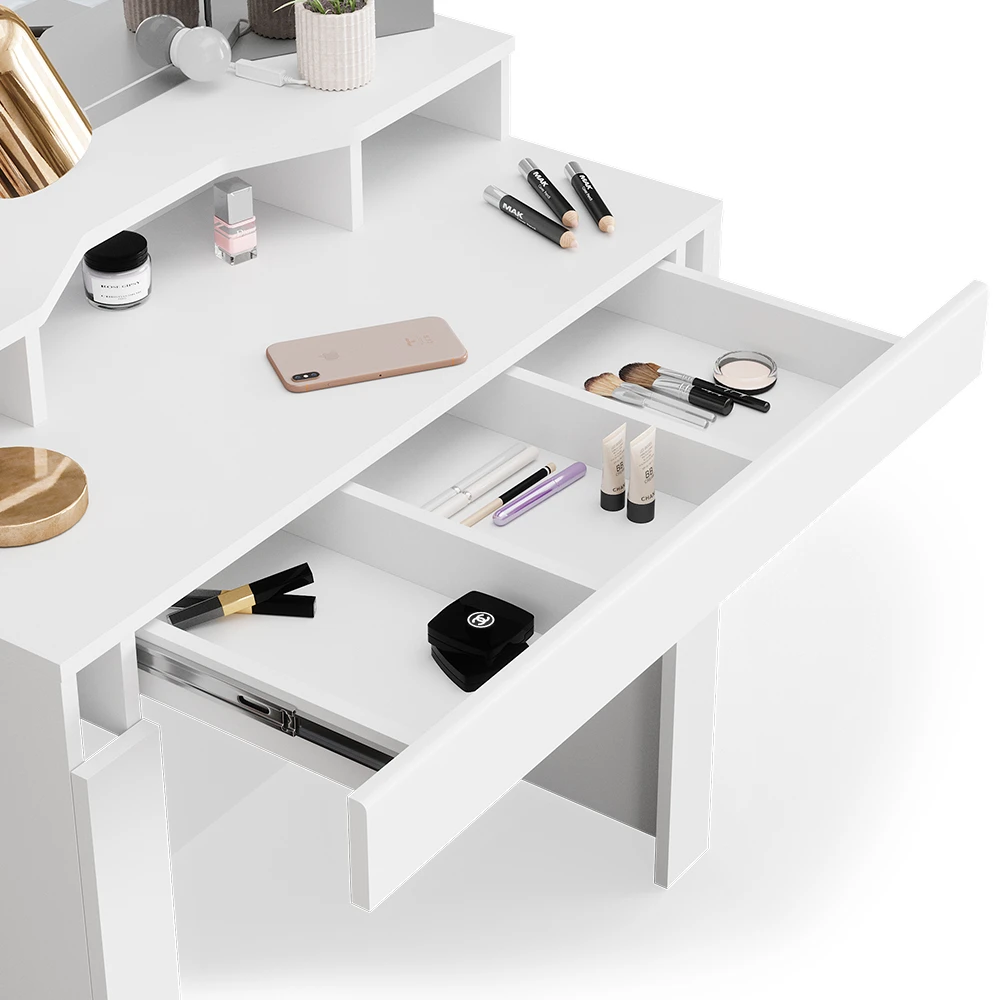 Schminktisch "Nora" Weiß 90 Cm Mit LED Beleuchtung Vicco 8 Schminktisch "Nora" Weiß 90 Cm Mit LED Beleuchtung Vicco – Bild 6