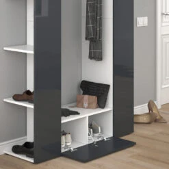 Garderobe "Mats" Anthrazit Hochglanz/Weiß 36.6 X 191 Cm Vicco -Vicco m3119 05 ol