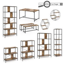 Esstisch "Fyrk" Eiche Rustikal/Schwarz 80 X 80 Cm Vicco -Vicco m3133 08 ol