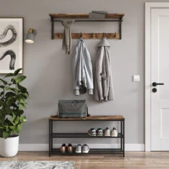 Wandgarderobe "Fyrk" Eiche Rustikal/Schwarz 100 X 30 Cm Vicco -Vicco m3136 04 ol