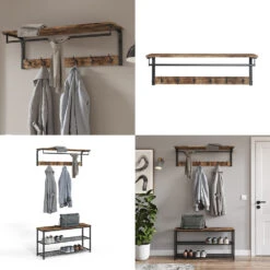 Wandgarderobe "Fyrk" Eiche Rustikal/Schwarz 100 X 30 Cm Vicco -Vicco m3136 08 ol