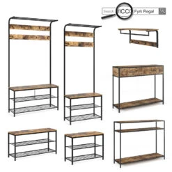 Wandgarderobe "Fyrk" Eiche Rustikal/Schwarz 100 X 30 Cm Vicco -Vicco m3136 09 ol