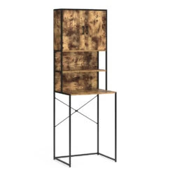 Waschmaschinenschrank "Fyrk" Eiche Rustikal/Schwarz 64 X 189 Cm Vicco