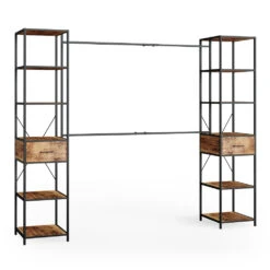 Kleiderschrank "Fyrk" Eiche Rustikal/Schwarz 180 X 187 Cm Vicco