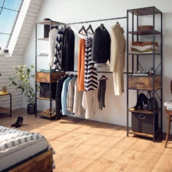 Kleiderschrank "Fyrk" Eiche Rustikal/Schwarz 180 X 187 Cm Vicco -Vicco m3138 04 ol