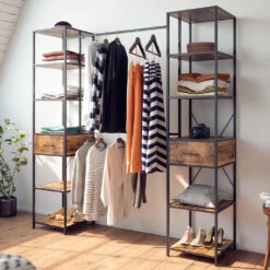 Kleiderschrank "Fyrk" Eiche Rustikal/Schwarz 180 X 187 Cm Vicco -Vicco m3138 05 ol