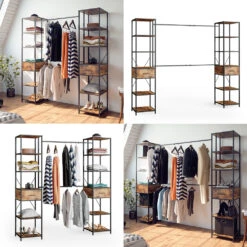 Kleiderschrank "Fyrk" Eiche Rustikal/Schwarz 180 X 187 Cm Vicco -Vicco m3138 08 ol