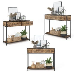 Konsolentisch "Fyrk" Eiche Rustikal/Schwarz 100 X 80 Cm Mit Schubladen Vicco 18 Konsolentisch "Fyrk" Eiche Rustikal/Schwarz 100 X 80 Cm Mit Schubladen Vicco -Vicco m3140 08 ol