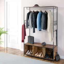 Kleiderschrank "Fyrk" Eiche Rustikal/Schwarz 119.5 X 189 Cm Vicco -Vicco m3141 05 ol