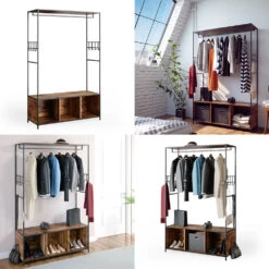 Kleiderschrank "Fyrk" Eiche Rustikal/Schwarz 119.5 X 189 Cm Vicco -Vicco m3141 08 ol