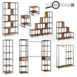 Kleiderschrank "Fyrk" Eiche Rustikal/Schwarz 119.5 X 189 Cm Vicco -Vicco m3141 09 ol