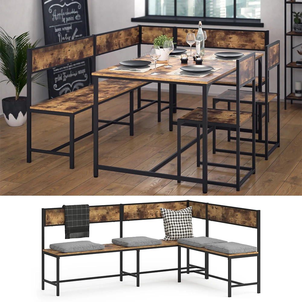 Esszimmer-Eckbank "Fyrk" Eiche Rustikal/Schwarz 195 X 142 Cm Vicco 4 Esszimmer-Eckbank "Fyrk" Eiche Rustikal/Schwarz 195 X 142 Cm Vicco – Bild 2