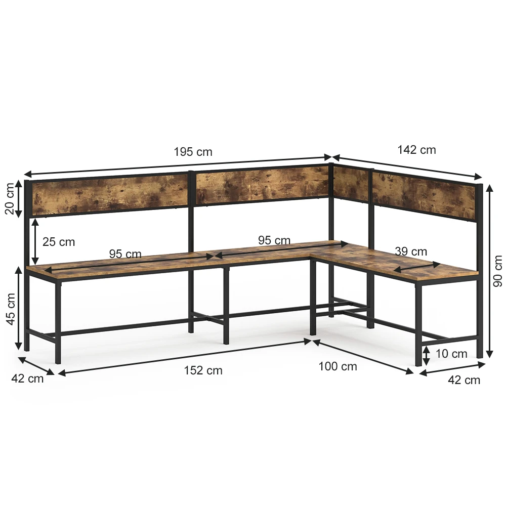 Esszimmer-Eckbank "Fyrk" Eiche Rustikal/Schwarz 195 X 142 Cm Vicco 5 Esszimmer-Eckbank "Fyrk" Eiche Rustikal/Schwarz 195 X 142 Cm Vicco – Bild 3