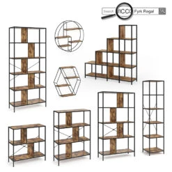 Raumteiler "Fyrk" Eiche Rustikal/Schwarz 90 X 92 Cm Vicco -Vicco m3147 09 ol