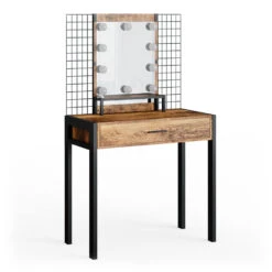 Schminktisch "Fyrk Design" Antikholz/Schwarz Mit LED-Beleuchtung Vicco