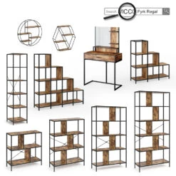 Schminktisch "Fyrk Design" Antikholz/Schwarz Mit LED-Beleuchtung Vicco -Vicco m3151 l 08 ol