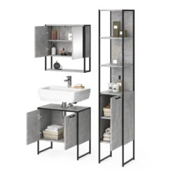 Badmöbel Set "Fyrk" Beton/Schwarz 3 Teile, Mit Unterschrank 60 Cm Vicco 16 Badmöbel Set "Fyrk" Beton/Schwarz 3 Teile, Mit Unterschrank 60 Cm Vicco -Vicco m3161 07 ol