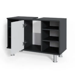 Waschbeckenunterschrank "Fynn" Weiß Hochglanz/Anthrazit 80 X 54 Cm Vicco