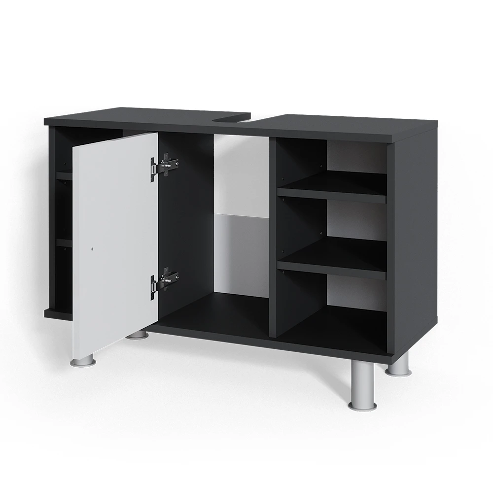 Waschbeckenunterschrank "Fynn" Weiß Hochglanz/Anthrazit 80 X 54 Cm Vicco 3 Waschbeckenunterschrank "Fynn" Weiß Hochglanz/Anthrazit 80 X 54 Cm Vicco