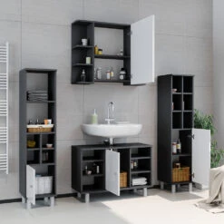 Waschbeckenunterschrank "Fynn" Weiß Hochglanz/Anthrazit 80 X 54 Cm Vicco 13 Waschbeckenunterschrank "Fynn" Weiß Hochglanz/Anthrazit 80 X 54 Cm Vicco -Vicco m3174 04 ol