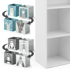 Kinderregal Weiß/Grau 72 X 90.2 Cm Mit 4 Faltboxen Vicco -Vicco m3179 fb2050 51 06 ol