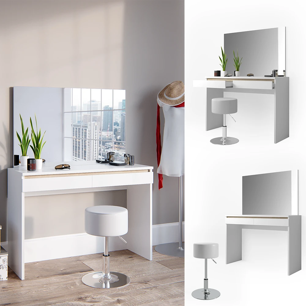 Schminktisch "Emma" Weiß 120 Cm Mit Hocker Vicco 4 Schminktisch "Emma" Weiß 120 Cm Mit Hocker Vicco – Bild 2