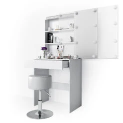 Schminktisch "Melle" Weiß 68 Cm Mit LED Beleuchtung Und Hocker Vicco -Vicco m3186 hw l 07 ol