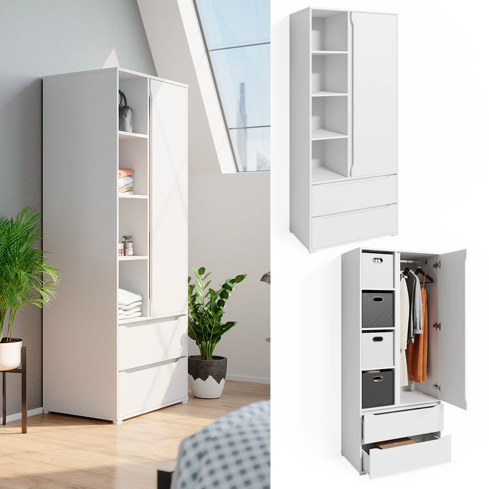 Kleiderschrank "Ruben" Weiß 80 X 189 Cm Vicco 4 Kleiderschrank "Ruben" Weiß 80 X 189 Cm Vicco – Bild 2