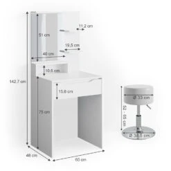 Schminktisch "Ruben" Weiß 60 Cm Mit Hocker Vicco -Vicco m3273 hw 03 ol