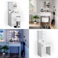 Schminktisch "Ruben" Weiß 60 Cm Mit Hocker Vicco -Vicco m3273 hw 08 ol