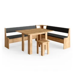 Eckbankgruppe "Roman" Goldkraft Eiche/Anthrazit 210 X 180 Cm Mit Tisch Vicco