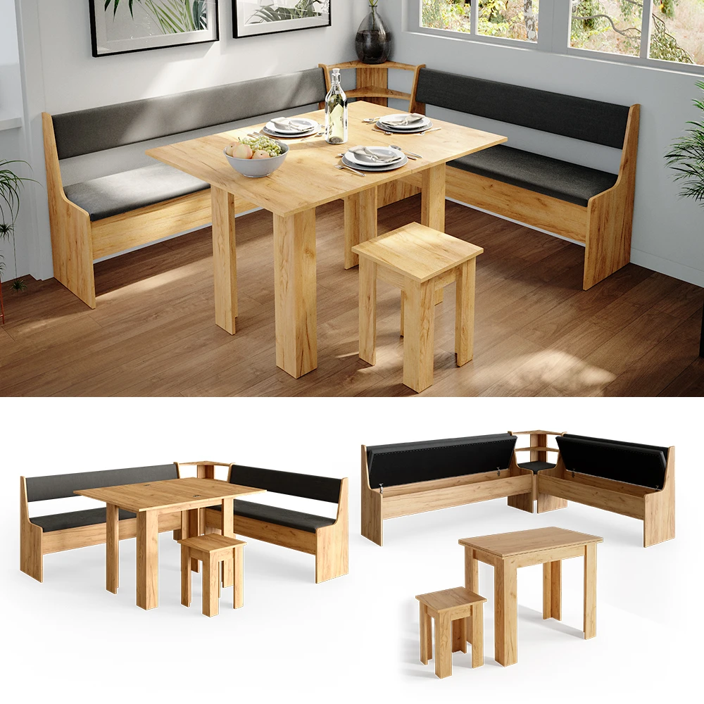Eckbankgruppe "Roman" Goldkraft Eiche/Anthrazit 210 X 180 Cm Mit Tisch Vicco 4 Eckbankgruppe "Roman" Goldkraft Eiche/Anthrazit 210 X 180 Cm Mit Tisch Vicco – Bild 2