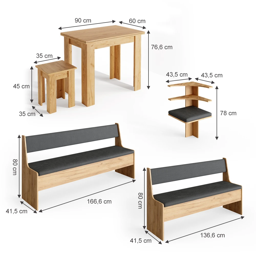 Eckbankgruppe "Roman" Goldkraft Eiche/Anthrazit 210 X 180 Cm Mit Tisch Vicco 5 Eckbankgruppe "Roman" Goldkraft Eiche/Anthrazit 210 X 180 Cm Mit Tisch Vicco – Bild 3