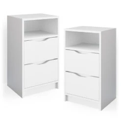 Nachttisch "Ruben" Weiß 38 X 66.6 Cm 2er Set Vicco