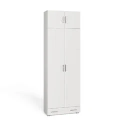 Aktenregal "Ingo" Weiß 80 X 240 Cm Mit Schrankaufsatz Und Schublade Vicco