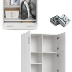 Aktenregal "Ingo" Weiß 80 X 240 Cm Mit Schrankaufsatz Und Schublade Vicco -Vicco m3353 am sm 06 ol