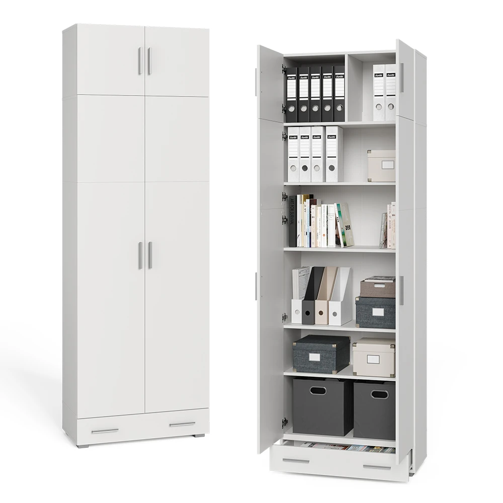 Aktenregal "Frank" Weiß 80 X 240 Cm Mit Schrankaufsatz Und Schublade Vicco 9 Aktenregal "Frank" Weiß 80 X 240 Cm Mit Schrankaufsatz Und Schublade Vicco – Bild 7