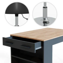 Bartisch Set "Repose" Anthrazit/Goldkraft Eiche 67 X 100 Cm Mit 2 Barhockern Vicco -Vicco m3355 hs 06 ol