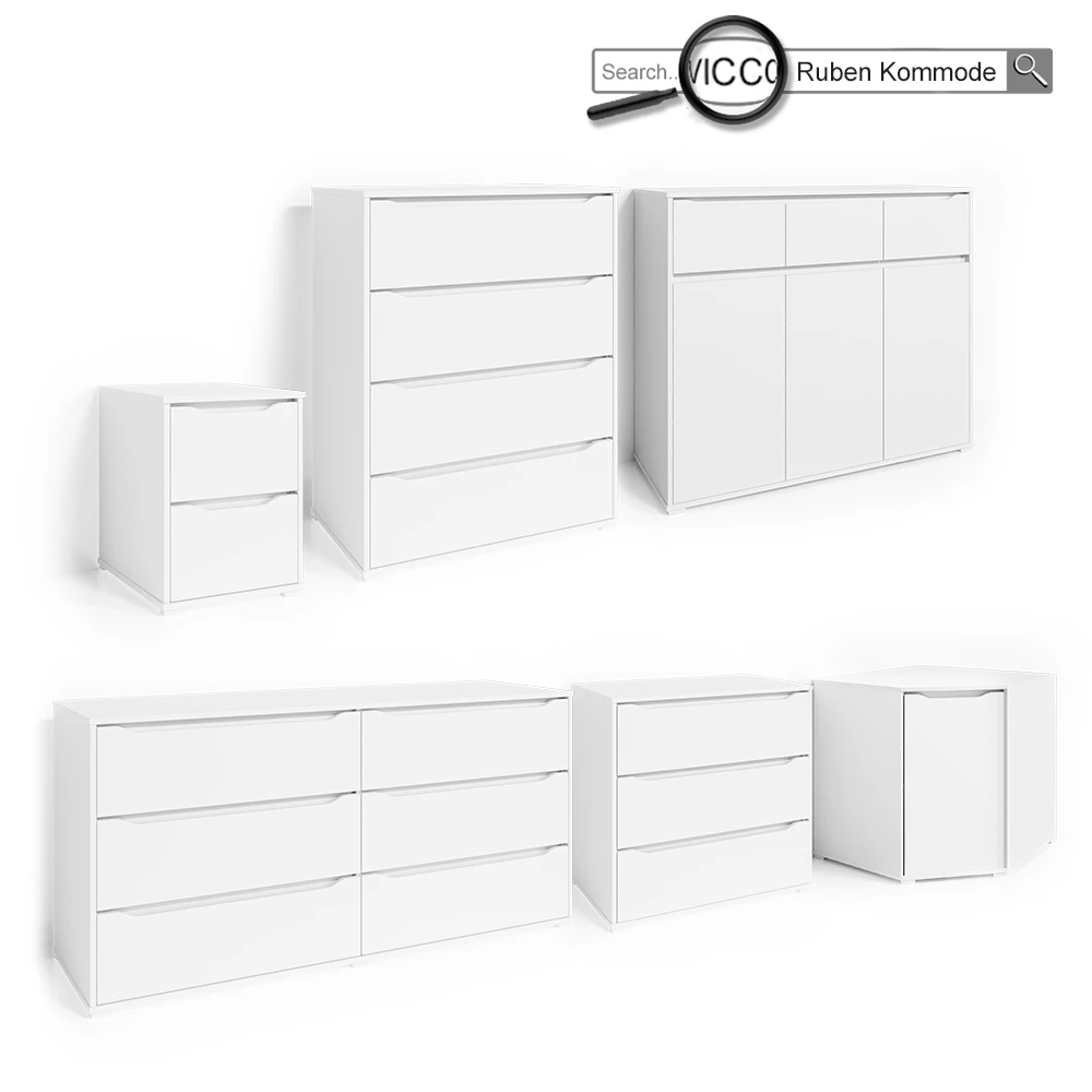 Sideboard "Ruben" Weiß/Schwarz 97 X 220 Cm Vicco 10 Sideboard "Ruben" Weiß/Schwarz 97 X 220 Cm Vicco – Bild 8